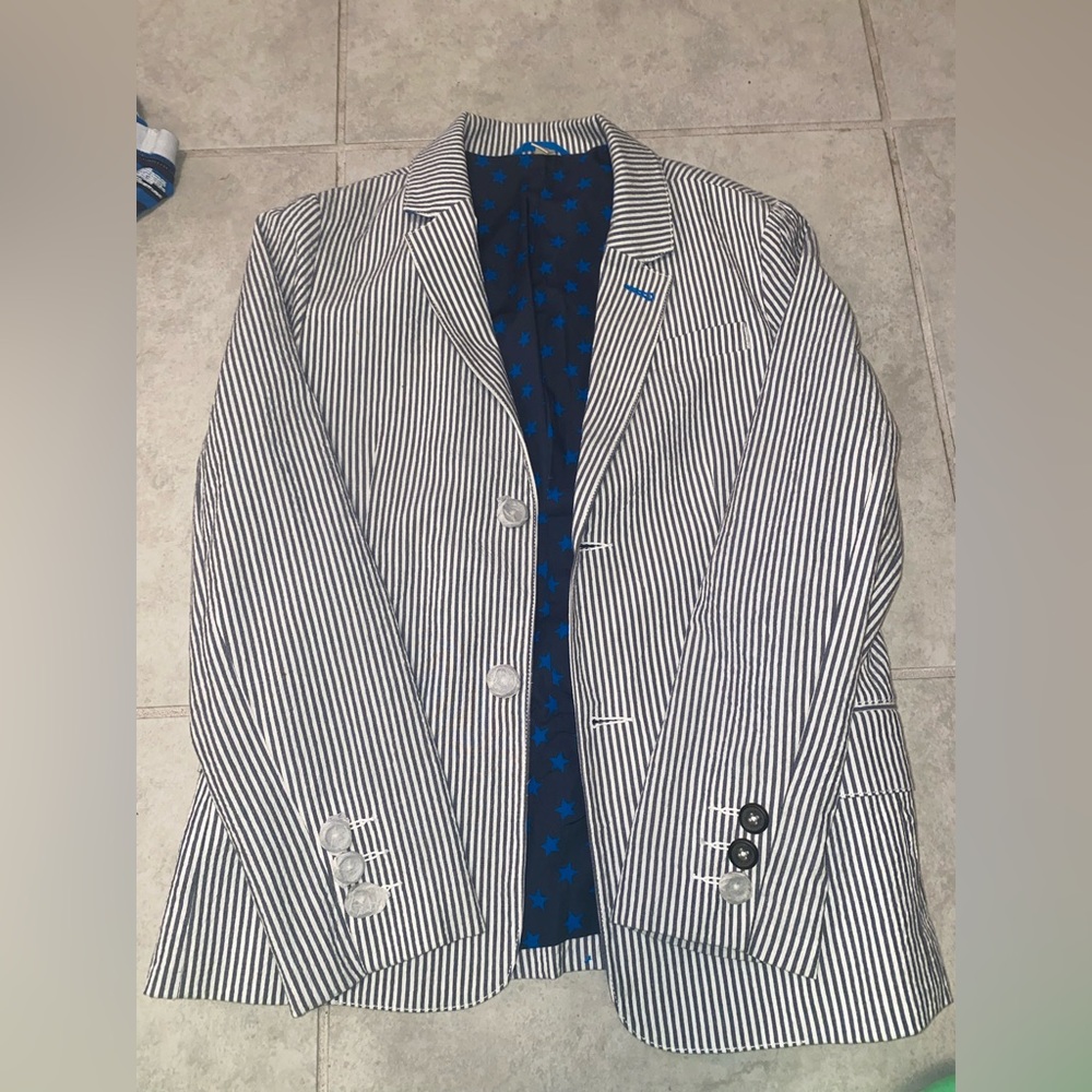 Mini Boden Boys Seer Sucker Blazer New 11/12